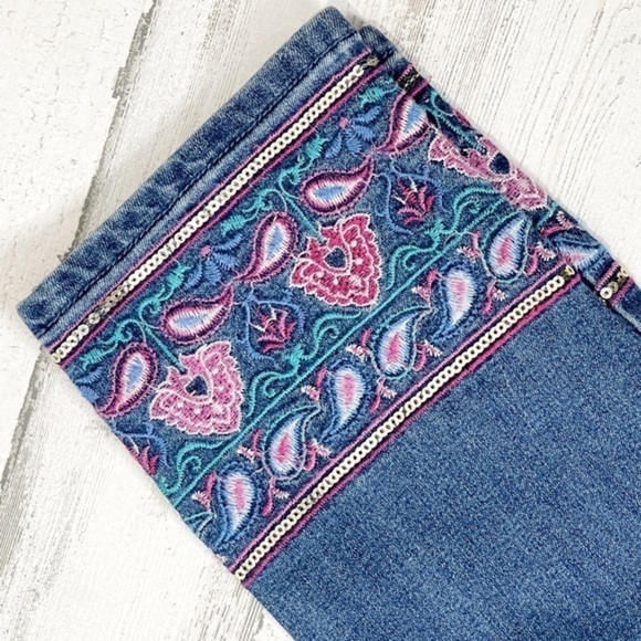 DG2 Stretchy Embroidered‎ Denim Jeans Size 6P Boho Jeans Petite - Picture 4 of 7
